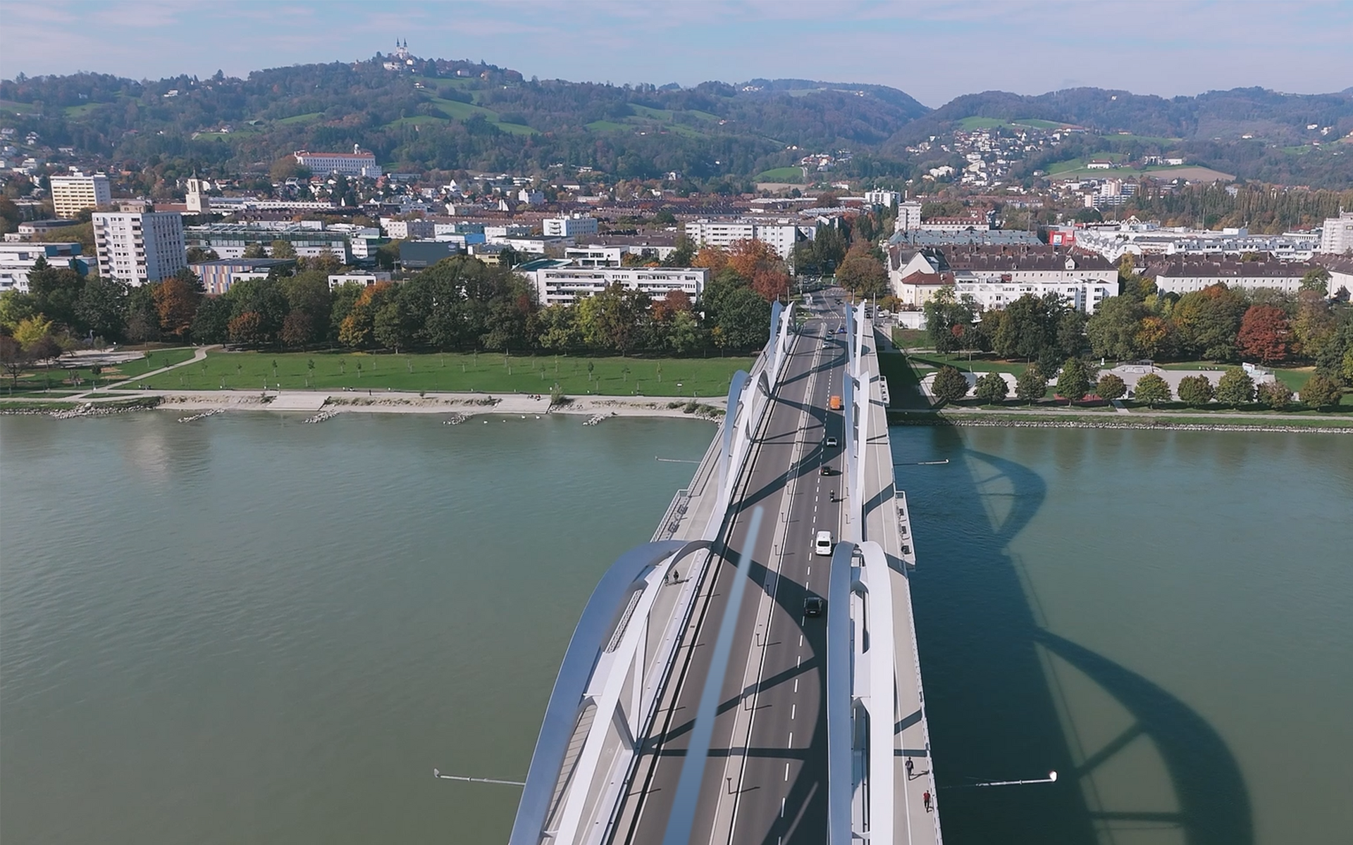 Visualisierung des Streckenverlaufs über die Eisenbahnbrücke.
